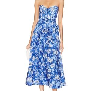 Bardot strapless midi floral dress - size 4 / Small